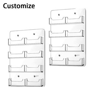 Moderno Soporte de <span class=keywords><strong>Pared</strong></span> para Tarjetas de Visita de Acrílico Transparente con Adhesivo, Exhibidor de Tarjetas Múltiples, Soporte de Corte - Product Image 1
