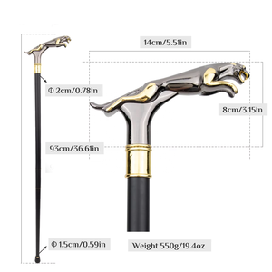 Accesorios de <span class=keywords><strong>tiro</strong></span>, bastón con mango de cabeza de leopardo dorado, bastón de autodefensa, bastón para caminar con lámina de hierro en el interior - Product Image 6
