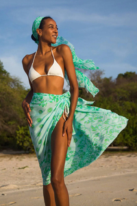 Hawaii Sarong pour femmes imprimé tropical <span class=keywords><strong>plage</strong></span> jupe portefeuille maillots de bain sans bretelles couverture pour vacances 1 pièce avec Logo avant - Product Image 3