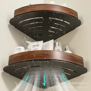 Estante de Almacenamiento Triangular de Madera para Pared, Organizador de Baño para Artículos de Aseo y Ducha, Duradero, Tamaño Personalizado - Product Image 3