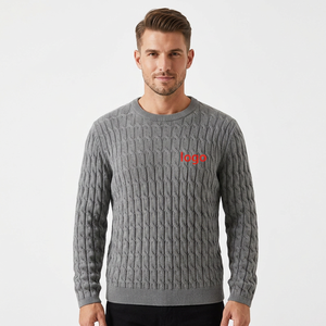 Winter Knitwear Suppliers Streetwear GOTS Designer Cable Jumper Long Sleeve Embroidery Logo Custom Knitted Sweater - Product Image 1
