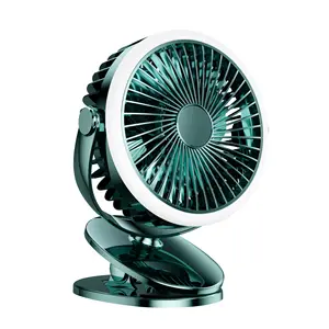 Summer 4 Speeds 2400mah Camping Fan and Led Light Rechargeable Battery-operated Tent Fan for Hanging or Tabletop Use