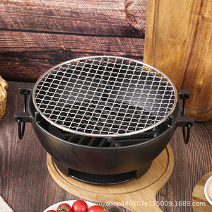 Barbecue portable en fonte pour extérieur, idéal pour le camping, la cuisson de viande, la préparation du thé et le chauffage, avec couvercle. - Product Image 2