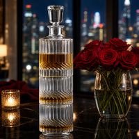 Ensemble de carafe à whisky en verre de 300 ml avec 2 verres à whisky, ensemble de carafe à liqueur en cristal pour bourbon et scotch, logo personnalisé