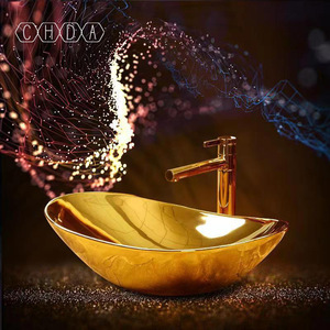 Fregadero de encimera de mármol ovalado moderno, escurridor de lavabo a mano, lavado artístico de cerámica, lavabo de cerámica para baño <span class=keywords><strong>Becken</strong></span>, lavabo de baño hecho de granito - Product Image 2