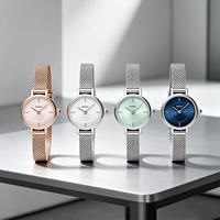 Montre à quartz rose de luxe personnalisée pour femme, marque privée, style japonais, mode affaires, aiguilles en cristal, acier inoxydable, nom personnalisé