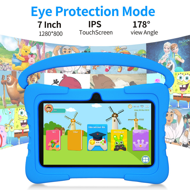New Wholesale Allwinner 7-Inch School Kids Tablet 4GB RAM 64GB 1280x800 Quad Core Android 9 Educational GPS Waterproof Drop