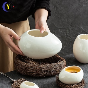 2025 New Design Irregular Eggshell Shape <b>Ceramic</b> Dinner Bowl Small Stew <b>Pot</b> and Creative Dessert Tableware Sustainable Feature - Product Image 3