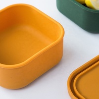 Herbruikbare siliconen kinderveilige BPA-vrije lekvrije voedselbewaarbox, vierkante fruit- en snackdoos met siliconen deksels