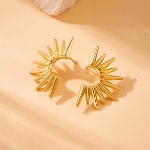 Geometric Gold Plated Stainless Steel Cuff Earrings For Party Fashion Jewelry - Product Image 2