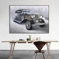 Vintage Classic Racing Auto Poster Print Canvas Schilderij Zwart Auto Automobiel Home Decor Art Foto Voor Woonkamer
