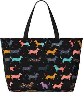 Bolsa de Mano Grande con Estampado de <span class=keywords><strong>Perro</strong></span>, Estilo Hippie, de Poliéster, con Cierre, para Mujer, para Playa, Piscina, Gimnasio y Viajes, Lavable a Máquina - Product Image 5