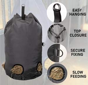 Free sample Wholesale Slow Comfortable Polyester Round <b>Fabric</b> Hay Bag <b>Net</b> Wrap Bag for Horse Slow Feed to Save Hay Good Healthy - Product Image 4