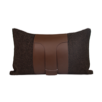 Housse de coussin rectangulaire décorative de luxe léger italien, cousue et épissée, couleur café foncé, pour canapé, lit et autres meubles