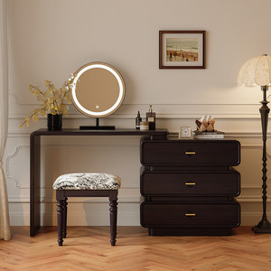 Coiffeuse de style médiéval simple, en bois massif, avec tiroirs intégrés, réglable et télescopique, pour maquillage - Product Image 3