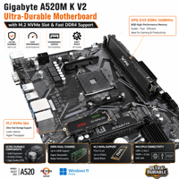 Prix de gros - Pack de composants PC - AMD Ryzen 5 5500 - GIGABYTE A520M K V2 - 8 Go de RAM 3600 MHz - Combo DIY - Ordinateur de jeu de bureau - En stock