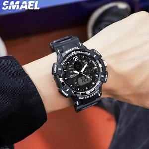 Reloj SMAEL 8045 para hombre, resistente al agua, de lujo, reloj de pulsera para hombre, movimiento de cuarzo, luz trasera LED Digital, cronómetro, alarma, reloj para hombre - Product Image 4