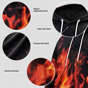 Sudadera con Capucha Unisex Premium de Invierno con Diseño Gráfico de Fuego Digital, Corte Regular, Estilo Urbano, Moda - Product Image 2