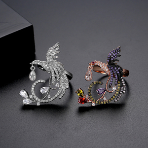 LUOTEEMI Vente en gros de bagues pour femmes en or rose plaqué, serties de plusieurs CZ, motif animal phénix, oiseau, CZ - Product Image 5