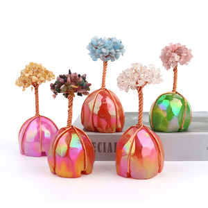New Arrived Crystal <b>Tree</b> Wholesale Handmade Aura Stone Base Crystal Chips <b>Tree</b> for Healing Decoration - Product Image 1