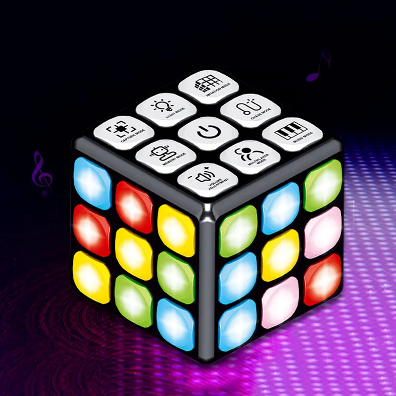 Meilleurs cadeaux de Noël Gagner les doigts Cube clignotant Cube magique de musique électronique intelligent en plastique durable