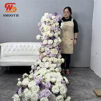SMOOTH blanco y marfil crema rosa flores Swag flores corredor para sofá boda arreglo Floral guirnalda para decoración de eventos
