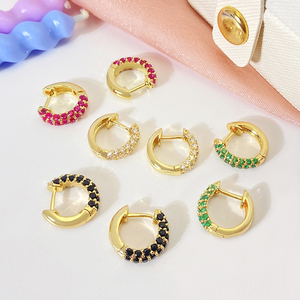Modernos Pendientes de Aro de Latón Chapado en Oro con Cristal Verde en Canal para Mujer, Joyería para Fiestas - Product Image 3