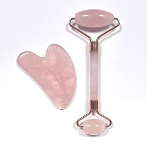 High Quality Face Lift 100% Natural Rose Quartz Face <b>Roller</b> and Guasha Set - Product Image 5
