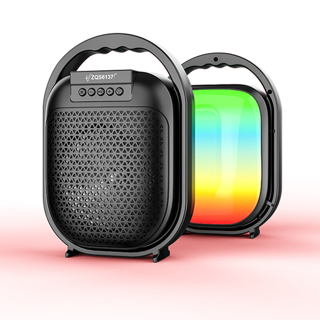 6.5 Inches 12W RGB Colorful Lamp Portable Wireless for Speaker Party Stage Loud Sound Rechargeable Outdoor Wood Cabinet