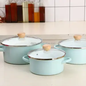 Casserole en émail pour la maison, marmite de cuisson, pot chaud avec couvercle en verre