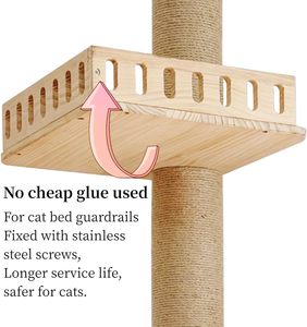 Árbol para Gatos Moderno y Lujoso de Madera y Sisal, Ecológico, de Cartón, Montado en la Pared, Poste Rascador Alto, Torre de Escalada para Gatos de Interior - Product Image 5