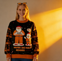 Pull de Noël pour homme Printemps 2026 – Respirant, anti-plis, col rond décontracté, manches longues, TWINSET – Chandail festif unique pour les fêtes