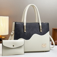 Sac fourre-tout en PU pour femme en stock – Nouvelle tendance transfrontalière Printemps/Été 2025 – Blocs de couleur, fermeture éclair, grande capacité, haut de gamme