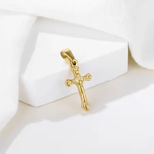 Best Selling Jewelry Men Accessories Stainless Steel Crafted Jesus Cross Pendant 18k Gold Plated Crucifix Pendant for Jewelry