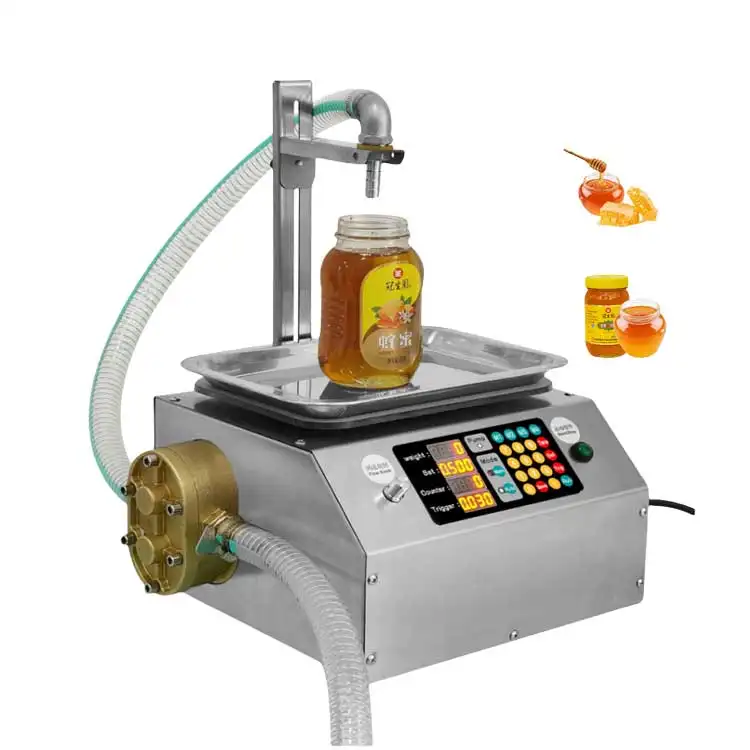 FillinMachine mesin pengisi berat madu presisi tinggi cairan Desktop listrik Semi otomatis cerdas