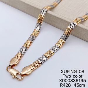 Collana da uomo XUPING all'ingrosso placcata <span class=keywords><strong>oro</strong></span> bicolore stile Hip Hop Rapper, catena a maglie - Product Image 4