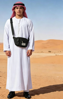 Sac banane léger en nylon Boran pour le Hajj et l'Omra avec boucle à plaque en plastique, longueur personnalisable pour hommes