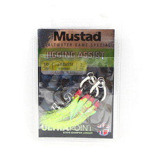 MUSTAD 2 Set/bag Jig señuelo anzuelo de asistencia de pesca 100% producto Original Jigbait gancho pluma longitud <span class=keywords><strong>desigual</strong></span> inequidad - Product Image 3
