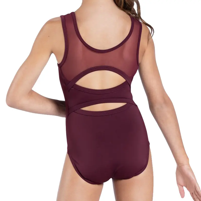 Mulheres Bodysuit Recorte Malha Voltar Tanque Leotards Ginástica Roupas Crianças Treinamento Dancewear Meninas Ballet Dança Collant