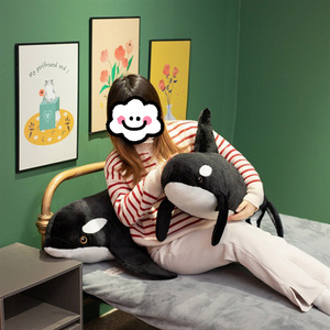 Tiburón relleno animales marinos realista Orcinus <span class=keywords><strong>Orca</strong></span> <span class=keywords><strong>ballena</strong></span> negra juguetes <span class=keywords><strong>de</strong></span> <span class=keywords><strong>peluche</strong></span> pez grande muñeca <span class=keywords><strong>de</strong></span> tela niños regalo <span class=keywords><strong>de</strong></span> cumpleaños - Product Image 4