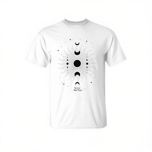 Camiseta Unisex con Símbolo Místico de Fases Lunares, Diseño Geométrico Minimalista Monocromático, Cuello Redondo, Manga Corta, para Adultos, Promocional - Product Image 2