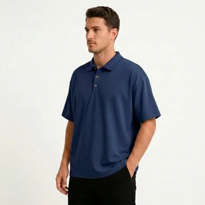 Polo de Manga Corta Azul Marino para Hombre, Corte Regular, Color Sólido, Estilo Oxford Informal, Diseño con Botones, Transpirable - Product Image 4