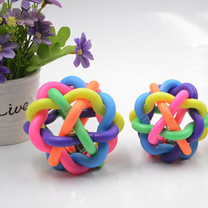 Colorful Woven Ball Within <b>Bell</b> Bite-resistant Pet Toy <b>Dog</b> Cat Rainbow Pet <b>Dog</b> Woven <b>Bell</b> Ball Bite Resistant Toy Rubber - Product Image 4
