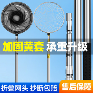 Guadino in Acciaio Inossidabile con Asta Telescopica Pieghevole, Profondità 40cm, <span class=keywords><strong>Rete</strong></span> <span class=keywords><strong>a</strong></span> Maglia Stretta con Manico in Gomma per Attrezzatura da Pesca - Product Image 2