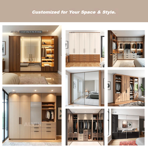Lemari Pakaian Kompak Alvin, Kabinet Penyimpanan Kayu Hemat Ruang, Panel MDF, Perabot Kamar Tidur untuk Penggunaan di Rumah, Apartemen, dan Vila - Product Image 2
