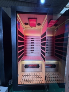 Sauna Infrarroja Negra para el Hogar, Materiales de Madera de Hemlock Canadiense, Interior Seco, Ventanas Transom, Calentador de Bajo EMF, Luz Roja, Apartamento, Villa - Product Image 2