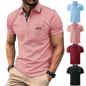 Custom Business Short Sleeve Cheap Clothes Polyester Pocket Men's Blank Casual Polo Shirt Men Polo Shirt