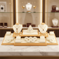 Présentoir à bijoux haut de gamme personnalisé en daim et MDF, buste de mannequin pour colliers, bagues, boucles d'oreilles, vitrine de luxe pour boutique
