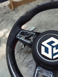 Volante Deportivo/Acordonado de Fibra de Carbono Estilo Carreras con Base Plana para Porsche 911 <span class=keywords><strong>GT3</strong></span>/GT2 <span class=keywords><strong>RS</strong></span>/GT4 <span class=keywords><strong>RS</strong></span> 718 Compatible con A4 Q5 - Product Image 5