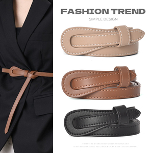 Nouvelle <span class=keywords><strong>ceinture</strong></span> <span class=keywords><strong>fine</strong></span> en <span class=keywords><strong>cuir</strong></span> de vachette pour <span class=keywords><strong>femme</strong></span> avec boucle en cuivre, style rétro élégant, spécial transfrontalier - Product Image 1